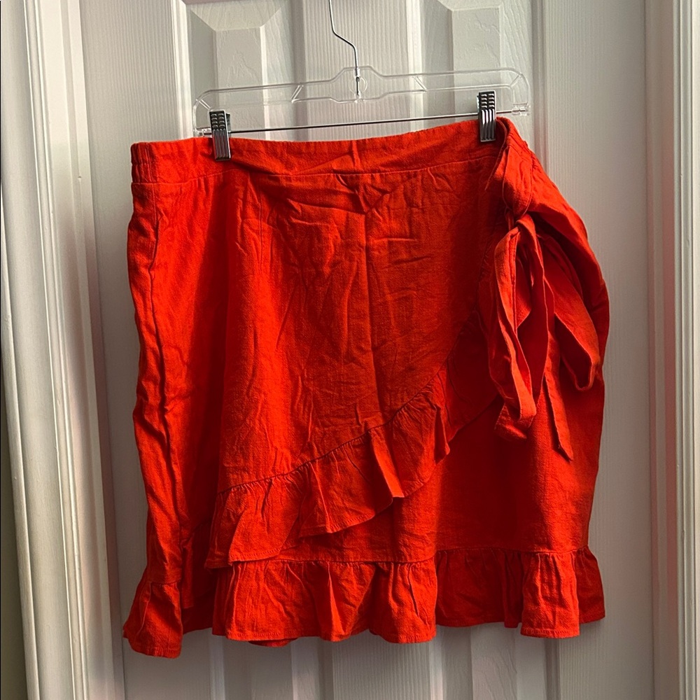 Women's Ruffle Wrap Skirt in Red 22-24W NWT